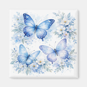 Imã Arranjo Floral de Borboleta Azul