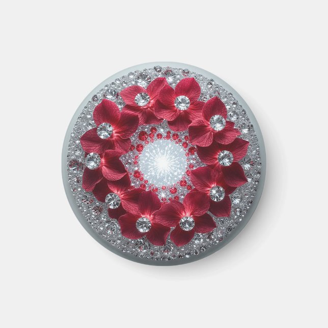 Imã Arranjo Floral Elegante com Orquídeas Vermelhas (Frente)