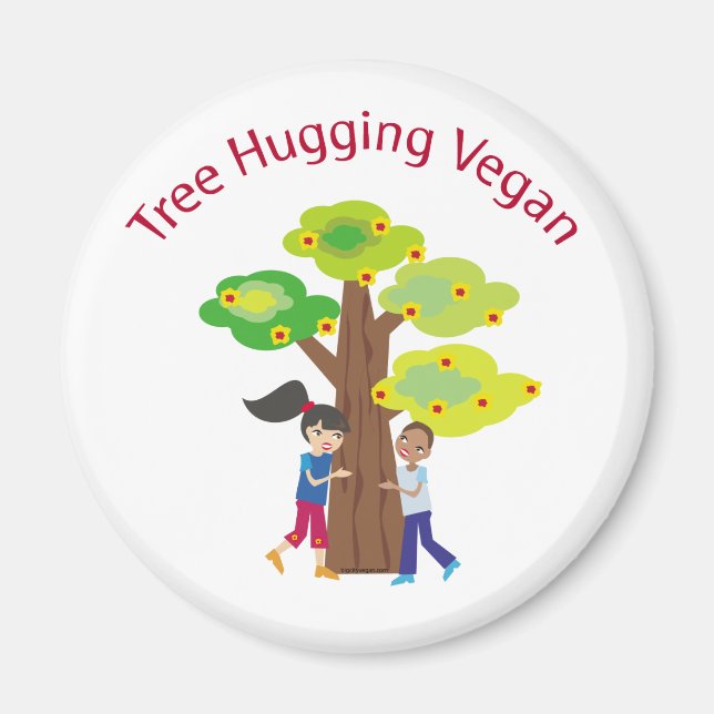Imã Arraste de Vegan para Hugging em Árvore (Frente)