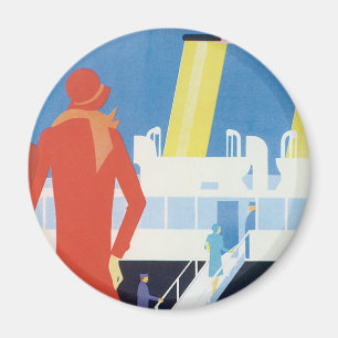 Imã Art Deco Belgium Ferry Poster