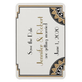 Ímã Art Deco Dourado Posh Wedh Save the Date