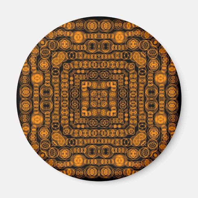 Imã Art Deco Dourado Retro Squares Abstrato (Frente)