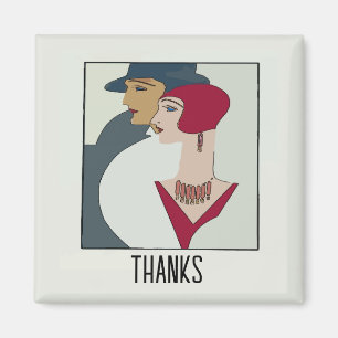 Imã Art Deco Faces, adicionar texto Magnet