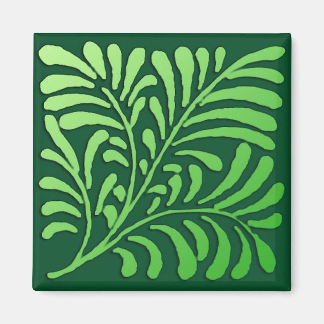 Imã Art Deco Fern Standard - tons verdes (Frente)