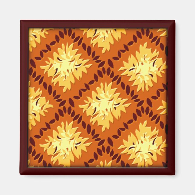 Imã Art Deco Flower Grid - Pumpkin (ímã) (Frente)