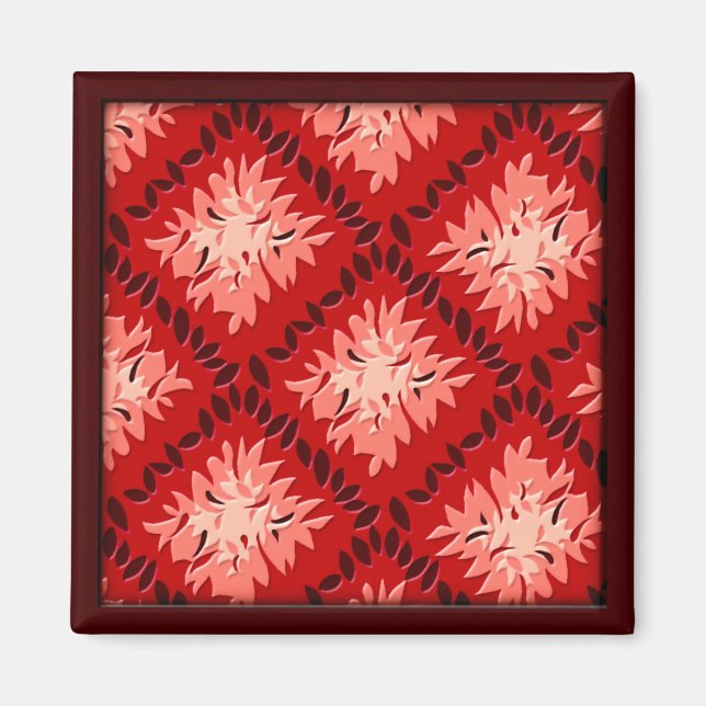 Imã Art Deco Flower Grid - Vermelho (ímã) (Frente)