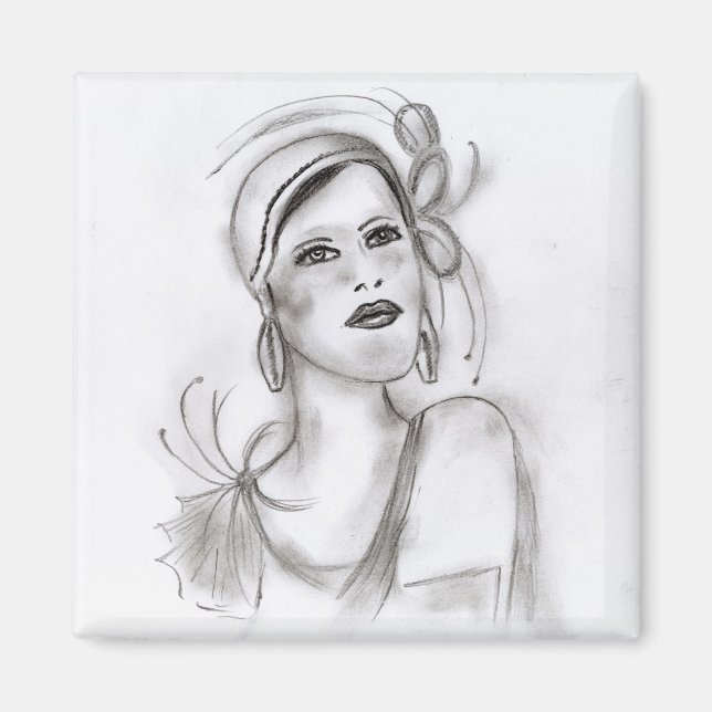 Imã Art Deco Girl (Frente)