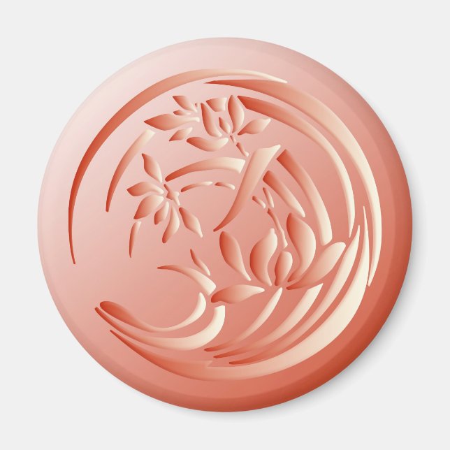 Imã Art Deco Lily - Coral - Laranja (Frente)