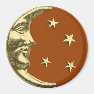 Imã Art Deco Moon and Stars - Rua Marrom e Dourada