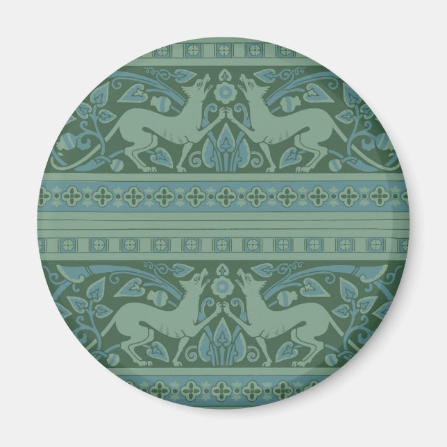 Imã Art Deco Nouveau Cão Natureza Padrão Animal (Frente)