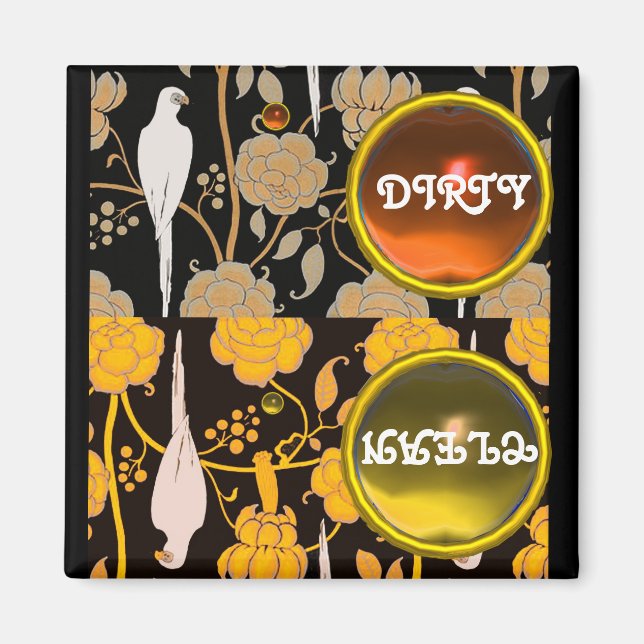 IMÃ ART DECO PARROTS BROWN AMARELO FLORES SUJAS LIMPAS (Frente)