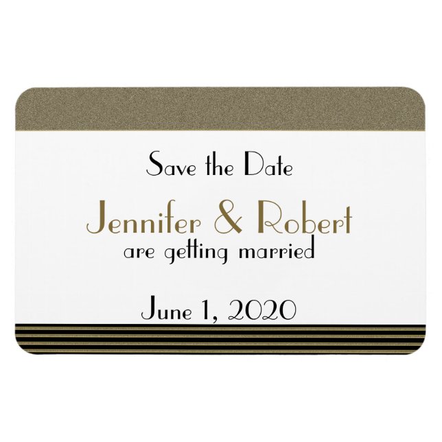 Ímã Art Deco Posh Wedding Save the Date (Horizontal)