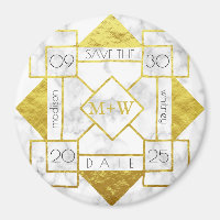 Art Deco Salve a Data White Marble Gold Foil Glam