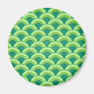 Imã Art Deco wave pattern - jade green