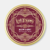 Art Deco Weding Love & Obrigados Dourado Favor Bur