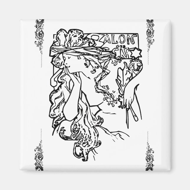 Imã Art nouveau Alphonse Mucha ímã (Frente)