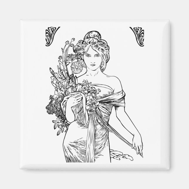 Imã Art nouveau Alphonse Mucha ímã (Frente)