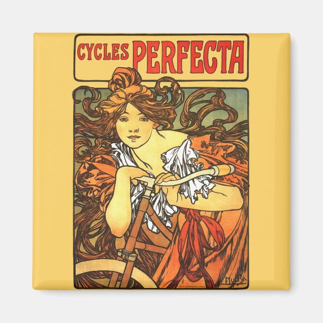 Imã Art Nouveau Bicicleta Mucha Art (Frente)