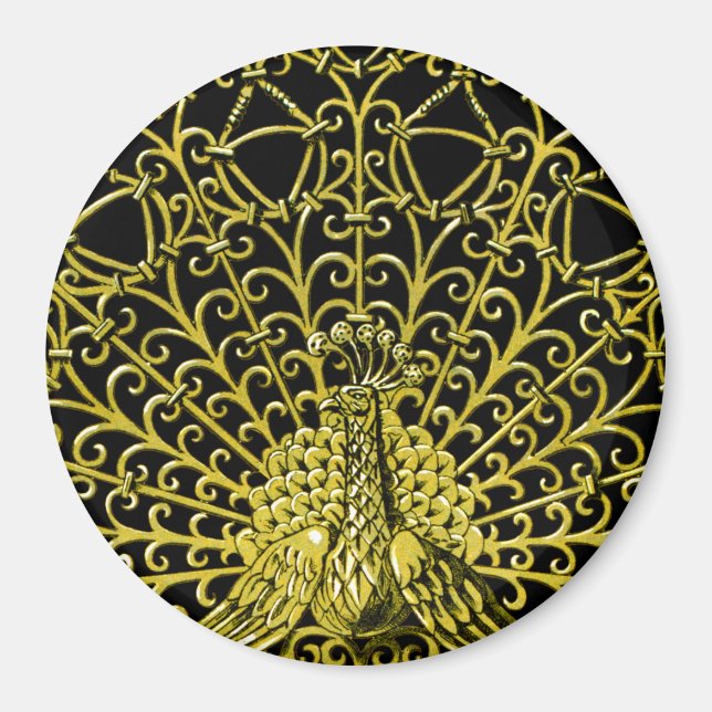 Imã Art Nouveau Dourado Peacock (Frente)