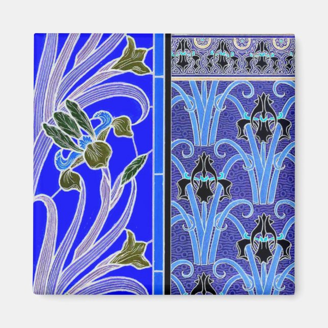 Imã Art nouveau flor da íris elegante verneuil azul pr (Frente)