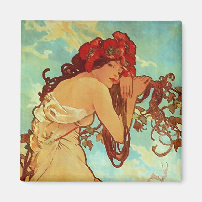 Imã Art Nouveau - Mucha - Verão (Frente)