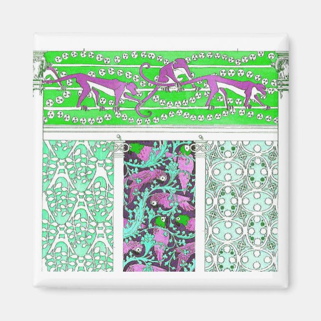 Imã Art nouveau papagaio-papagaio-da-selva tropical de (Frente)