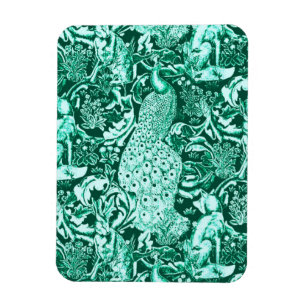 Ímã Art Nouveau Peacock Impressão, Turquoise e Aqua