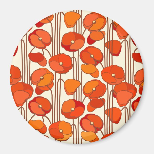 Imã Art Nouveau Poppies Magnet (Frente)