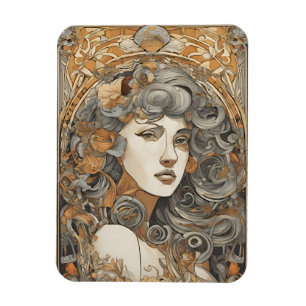 Ímã Art Nouveau Portrait Vintage Female Ilustração