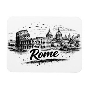 Ímã Arte a Lápis da Paisagem Urbana de Roma Antiga Itá