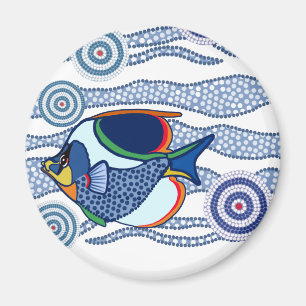 Imã Arte aborígene Fish-01 do ponto