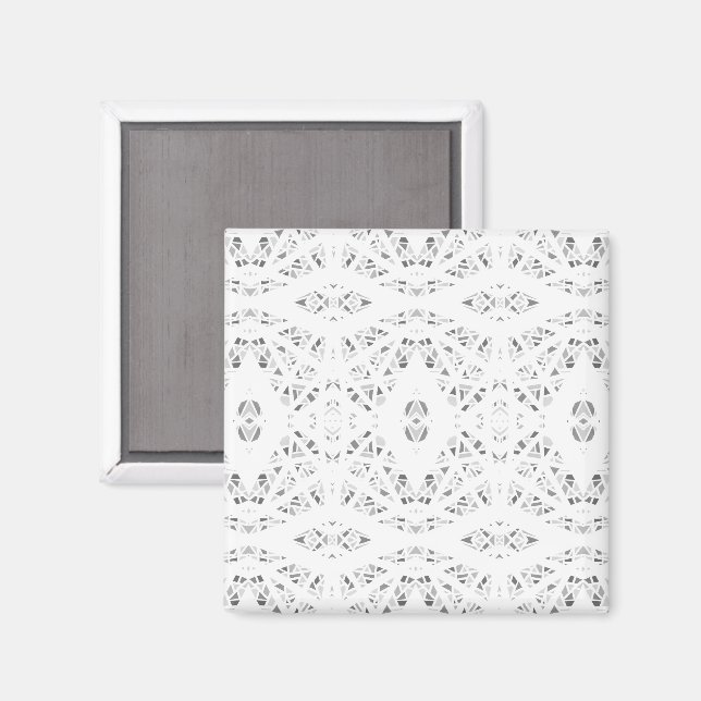 Imã Arte Abstrata Cinza Branco Espectroscópica em Guac (Front/Back)