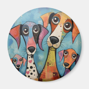 Imã Arte abstrata colorida de cachorro em estilo de de
