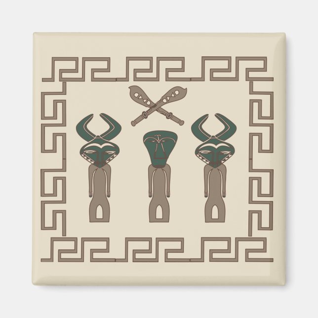 Imã Arte abstrata de rosto tribal africano (Frente)