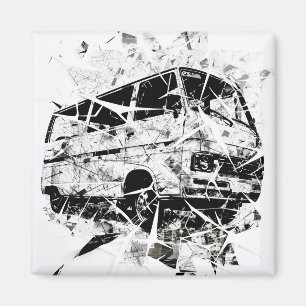 Imã Arte Abstrata de Rua Urbana Van Vintage Quebrada