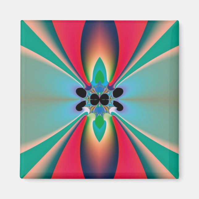 Imã Arte abstrata de simetria de espelho coral turques (Frente)