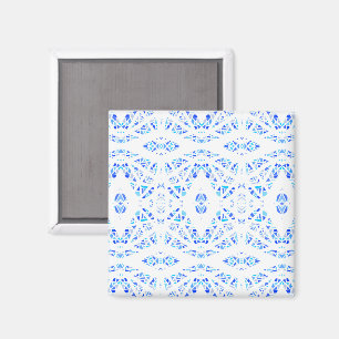 Imã Arte Abstrata em Gouache Azul Branco Espectroscópi