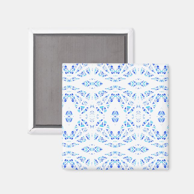 Imã Arte Abstrata em Gouache Azul Branco Espectroscópi (Front/Back)