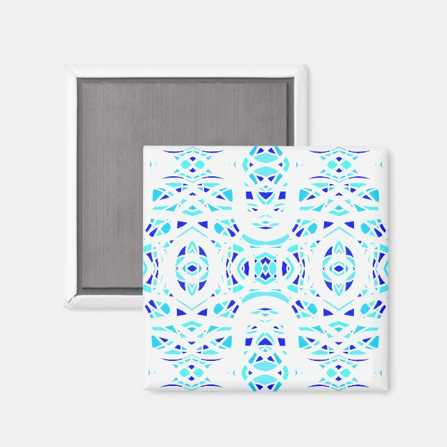 Imã Arte Abstrata em Gouache Azul Branco Firebrand (Front/Back)