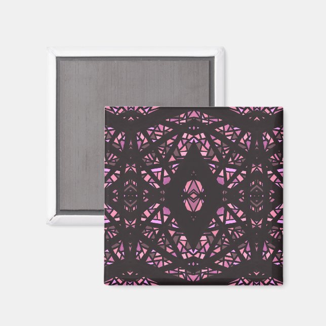 Imã Arte Abstrata em Gouache Rosa Preto Espectroscópic (Front/Back)