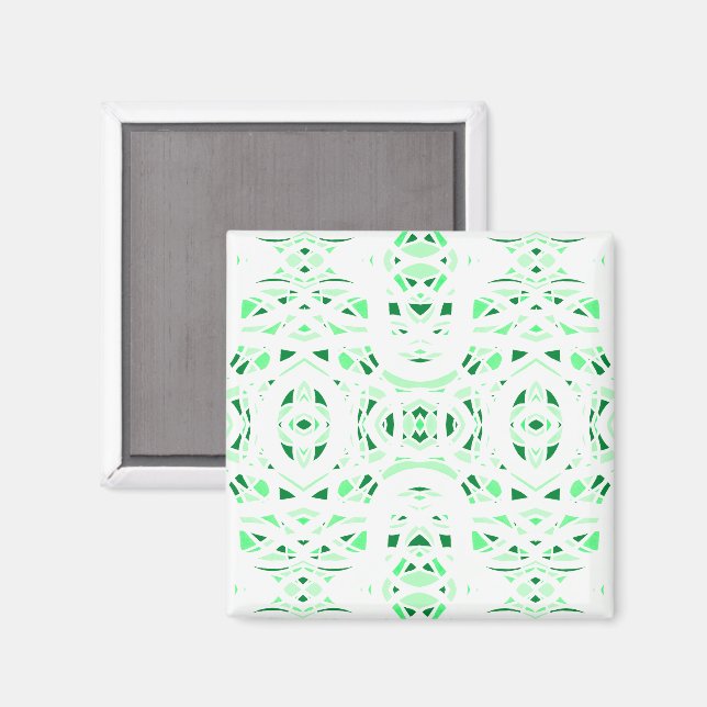 Imã Arte Abstrata em Gouache Verde Branco Firebrand (Front/Back)