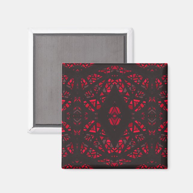 Imã Arte Abstrata em Gouache Vermelho Preto Espectrosc (Front/Back)