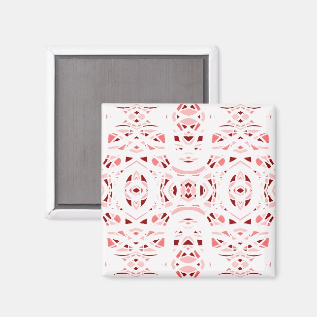 Imã Arte Abstrata em Guache Vermelho Branco Firebrand (Front/Back)