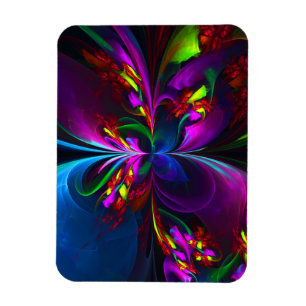 Ímã Arte abstrata floral moderna padrão vermelho azul