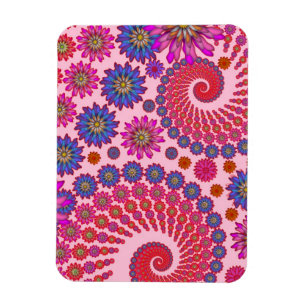 Ímã Arte Abstrata Floral Rosa e Laranja