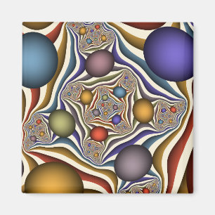 Imã Arte abstrata fractal moderna colorida voadora