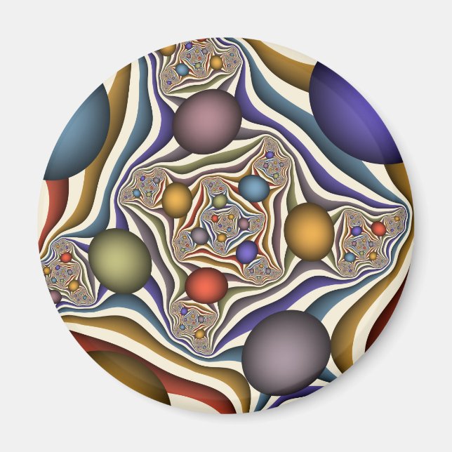 Imã Arte abstrata fractal moderna colorida voadora (Frente)
