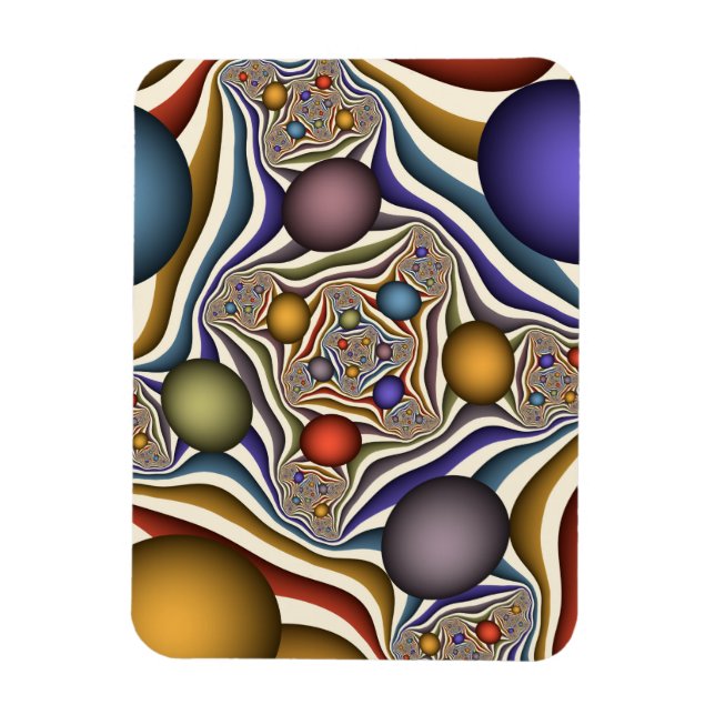 Ímã Arte abstrata fractal moderna colorida voadora (Vertical)