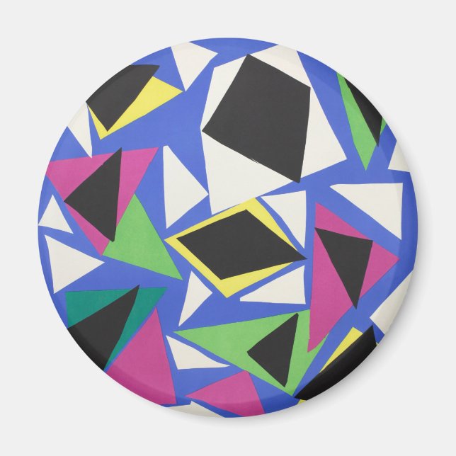 Imã Arte Abstrata Geométrica Azul Recortada de Matisse (Frente)