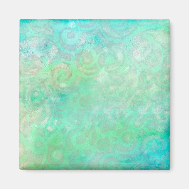 Imã Arte Abstrato azul e verde (Frente)